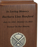 Baseball Home Plate Medallion Keepsake or Adult Wood Urn - Free Laser Engraving