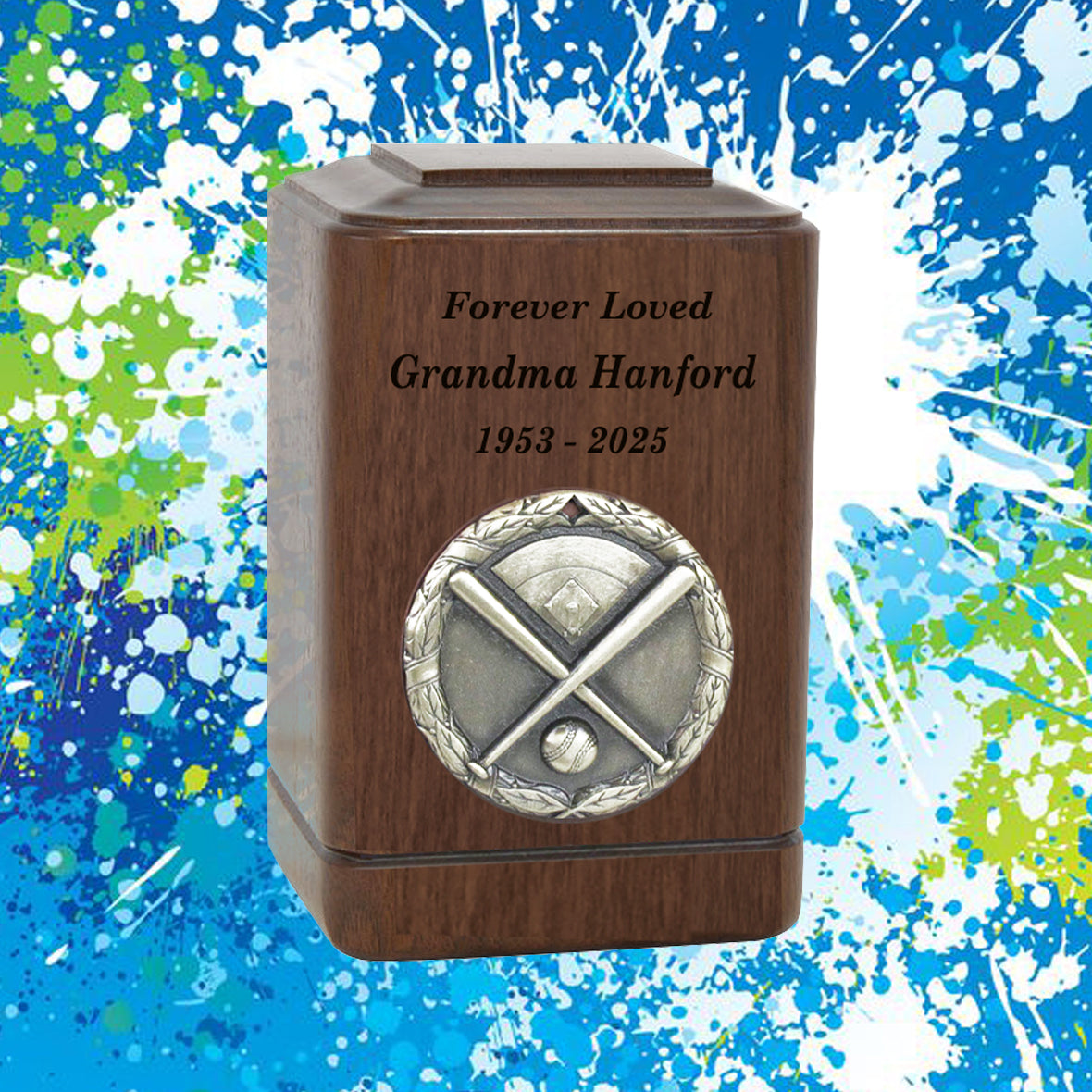 Baseball Home Plate Medallion Keepsake or Adult Wood Urn - Free Laser Engraving