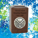 Baseball Home Plate Medallion Keepsake or Adult Wood Urn - Free Laser Engraving
