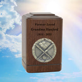 Baseball Home Plate Medallion Keepsake or Adult Wood Urn - Free Laser Engraving