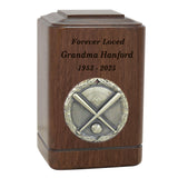Baseball Home Plate Medallion Keepsake or Adult Wood Urn - Free Laser Engraving