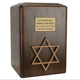 Star of David Carved Walnut Urn