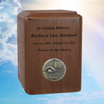 Swimmer Medallion Keepsake or Adult Wood Urn - Free Laser Engraving