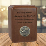Swimmer Medallion Keepsake or Adult Wood Urn - Free Laser Engraving