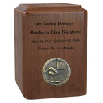 Swimmer Medallion Keepsake or Adult Wood Urn - Free Laser Engraving
