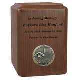 Swimmer Medallion Keepsake or Adult Wood Urn - Free Laser Engraving