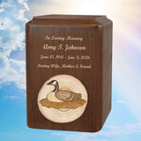 Animal Alder Wood Intarsia Handmade Adult Urns - Chickadee, Goose, Pony, Cow, Rooster, Chicken & Whale
