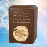 Animal Alder Wood Intarsia Handmade Adult Urns - Chickadee, Goose, Pony, Cow, Rooster, Chicken & Whale