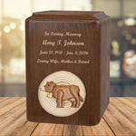 Animal Alder Wood Intarsia Handmade Adult Urns - Chickadee, Goose, Pony, Cow, Rooster, Chicken & Whale