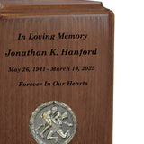 Wrestling Medallion Keepsake or Adult Wood Urn - Free Laser Engraving