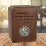 Wrestling Medallion Keepsake or Adult Wood Urn - Free Laser Engraving