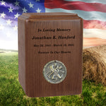 Wrestling Medallion Keepsake or Adult Wood Urn - Free Laser Engraving