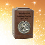 Wrestling Medallion Keepsake or Adult Wood Urn - Free Laser Engraving