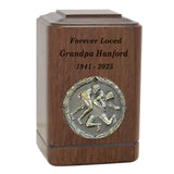 Wrestling Medallion Keepsake or Adult Wood Urn - Free Laser Engraving