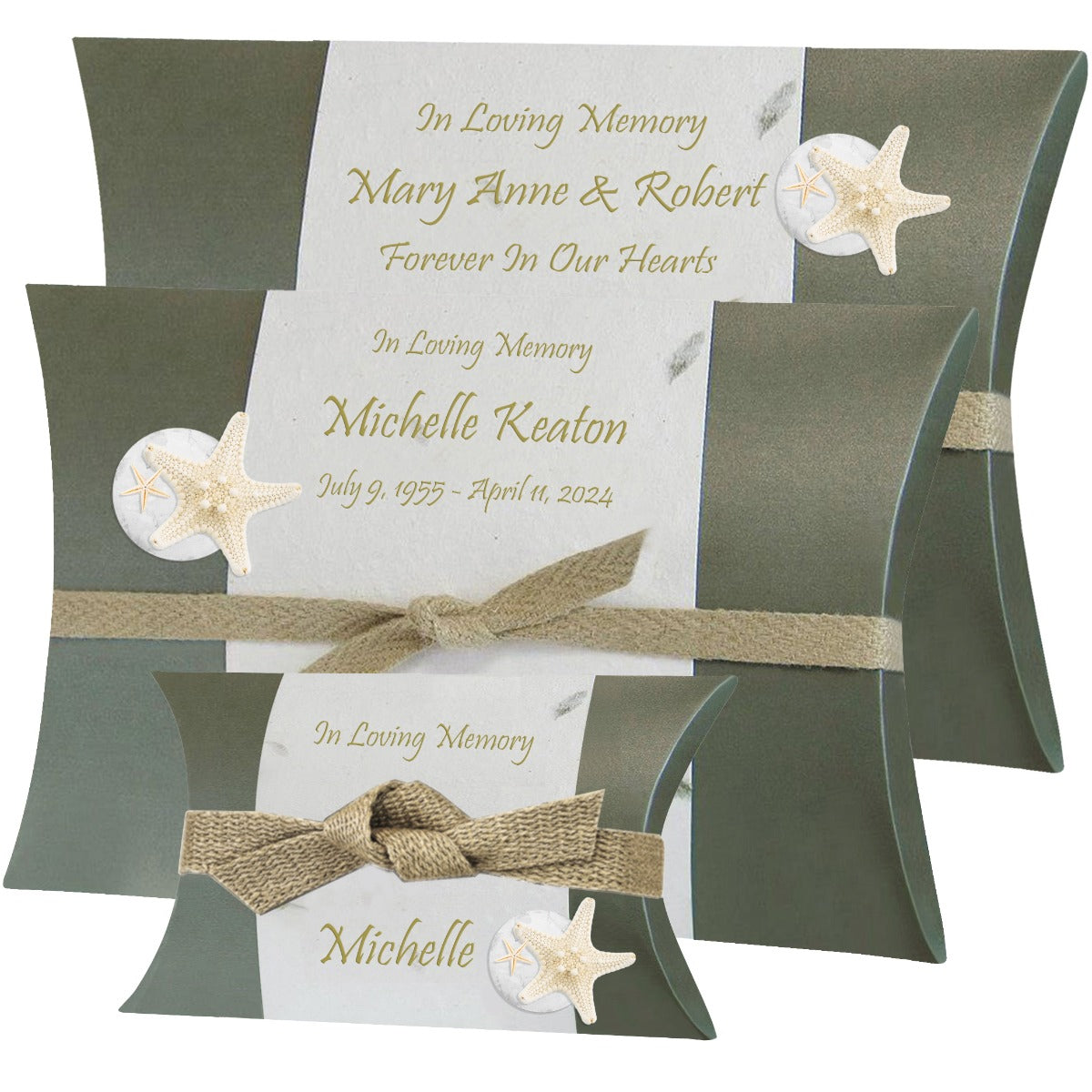 Sea Shell Starfish Fern Peaceful Pillow® Water Burial Cremation Urn - Biodegradable Water Burial At Sea Urn
