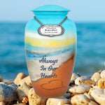 Always In Our Hearts Beach Medium or Adult Urn - Tribute Wreath™ - Pro Personalization - Burial Vault Option
