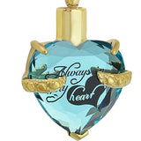 Always Aqua Crystal Heart Gold Ash Jewelry Urn - Love Charms® Option 