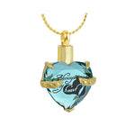 Always Aqua Crystal Heart Gold Ash Jewelry Urn - Love Charms® Option 