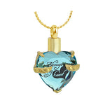 Always Aqua Crystal Heart Gold Ash Jewelry Urn - Love Charms® Option 