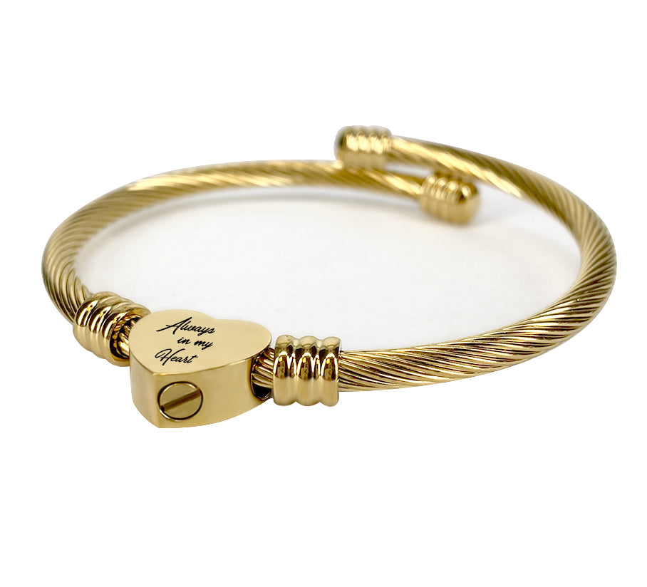 Always In My Heart Gold Bangle Bracelet Urn