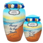 Always In Our Hearts Beach Medium or Adult Urn - Tribute Wreath™ - Pro Personalization - Burial Vault Option