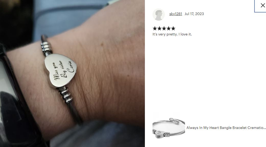 Always In My Heart Bangle Bracelet Urn