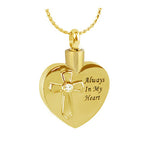 Crystal Cross Gold Heart Always Ash Urn - Love Charms™ Option