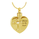 Crystal Cross Gold Heart Always Ash Urn - Love Charms™ Option