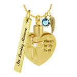 Crystal Cross Gold Heart Always Ash Urn - Love Charms™ Option