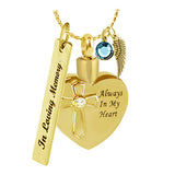 Crystal Cross Gold Heart Always Ash Urn - Love Charms™ Option