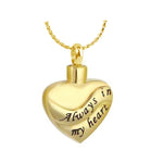 Ribbon Gold Always In My Heart Cremation Jewelry Urn - Love Charms Option