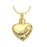 Ribbon Gold Always In My Heart Cremation Jewelry Urn - Love Charms Option
