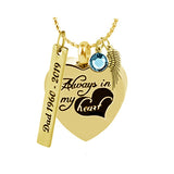 Always In My Heart Gold Cremation Urn - Love Charms™ Option