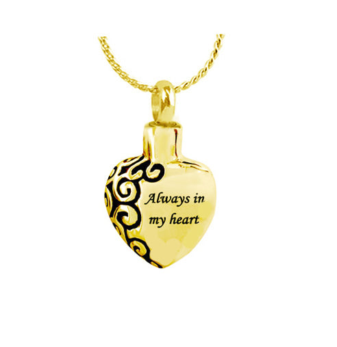 Always In My Heart Gold Pendant Urn - Love Charms™ Option