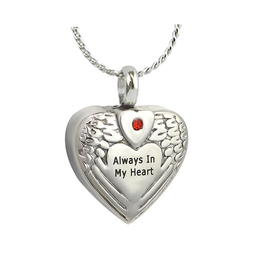 Always In My Heart Red Crystal Jewelry Urn - Love Charms Option