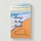 Always In Our Hearts Beach Memorial Cards - Funeral  Cards - Celebration of Life Cards
