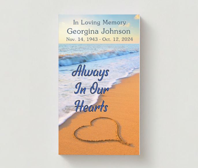 Always In Our Hearts Beach Memorial Cards - Funeral  Cards - Celebration of Life Cards