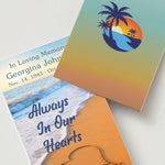 Always In Our Hearts Beach Memorial Cards - Funeral  Cards - Celebration of Life Cards