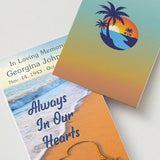 Always In Our Hearts Beach Memorial Cards - Funeral  Cards - Celebration of Life Cards