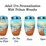 Always In Our Hearts Beach Medium or Adult Urn - Tribute Wreath™ - Pro Personalization - Burial Vault Option