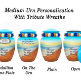 Always In Our Hearts Beach Medium or Adult Urn - Tribute Wreath™ - Pro Personalization - Burial Vault Option