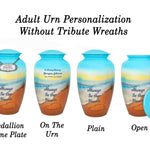 Always In Our Hearts Beach Medium or Adult Urn - Tribute Wreath™ - Pro Personalization - Burial Vault Option