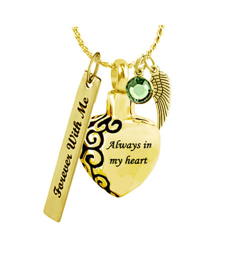 Always In My Heart Gold Pendant Urn - Love Charms™ Option