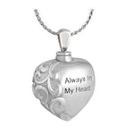 Always In My Heart Stainless Ash Urn - Love Charms Option