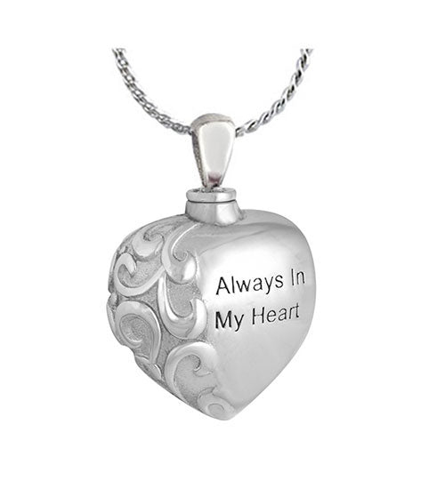 Always In My Heart Stainless Ash Urn - Love Charms Option