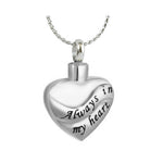 Always In My Heart Ribbon Ash Pendant Urn - Love Charm Option