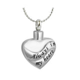 Always In My Heart Ribbon Ash Pendant Urn - Love Charm Option