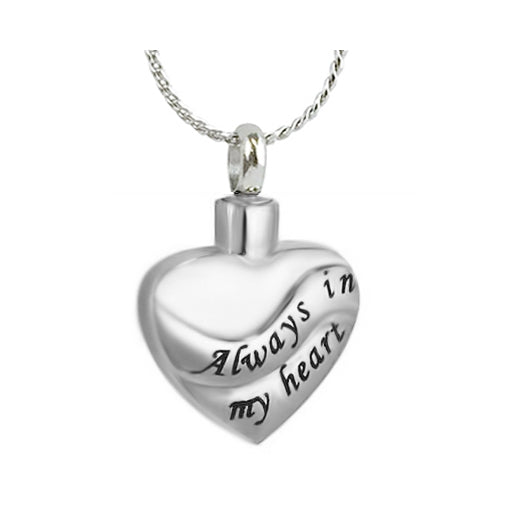 Always In My Heart Ribbon Ash Pendant Urn - Love Charm Option