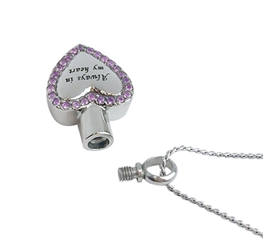 Always Violet Heart Stainless Ash Urn