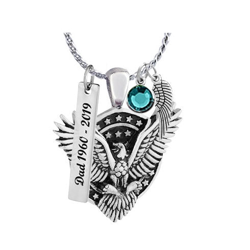 American Eagle Ash Pendant Urn - Love Charms Option